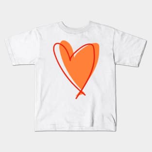 Orange HEART Kids T-Shirt